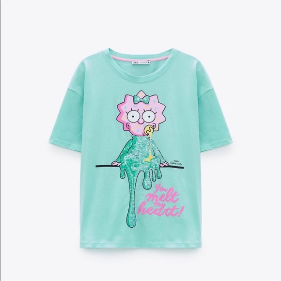 NEW! Zara ‘Maggie Simpson’ Sequins Graphic Tee - Picture 1 of 7